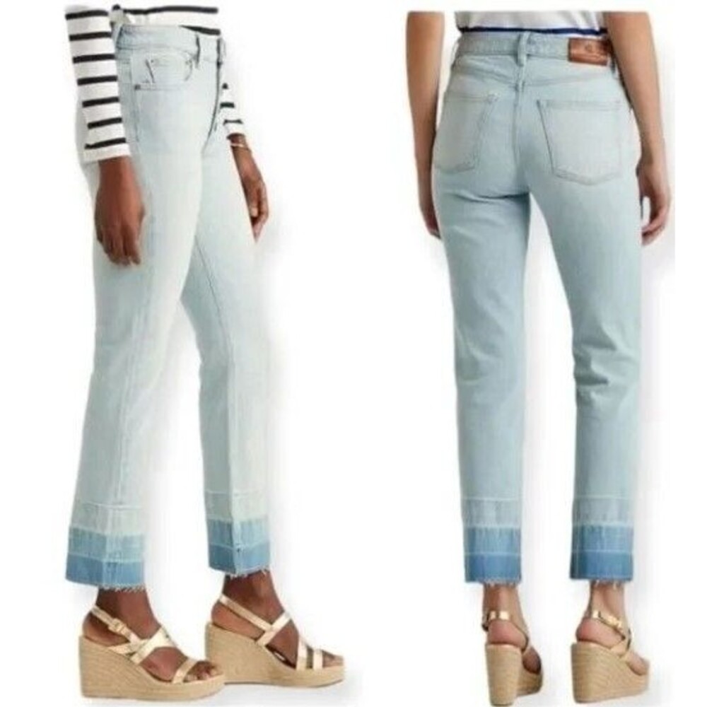 LAUREN RALPH LAUREN Women's High-Rise Straight Ankle Jeans Blue Sz 16